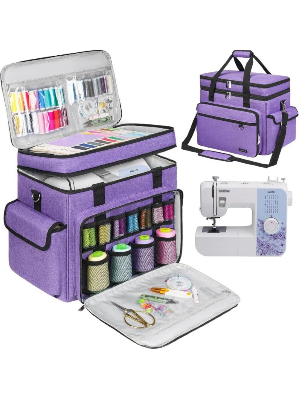Sewing Machine Carrying Bag with Hard Bottom Pad, Fits Most Models
